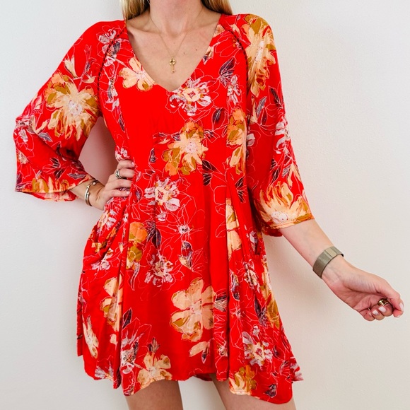 New Free People Eyes On You Floral Print Mini Dress Lined Pockets - Picture 3 of 9